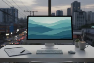 Espaço de trabalho organizado simbolizando um processo eficiente contra o caos externo