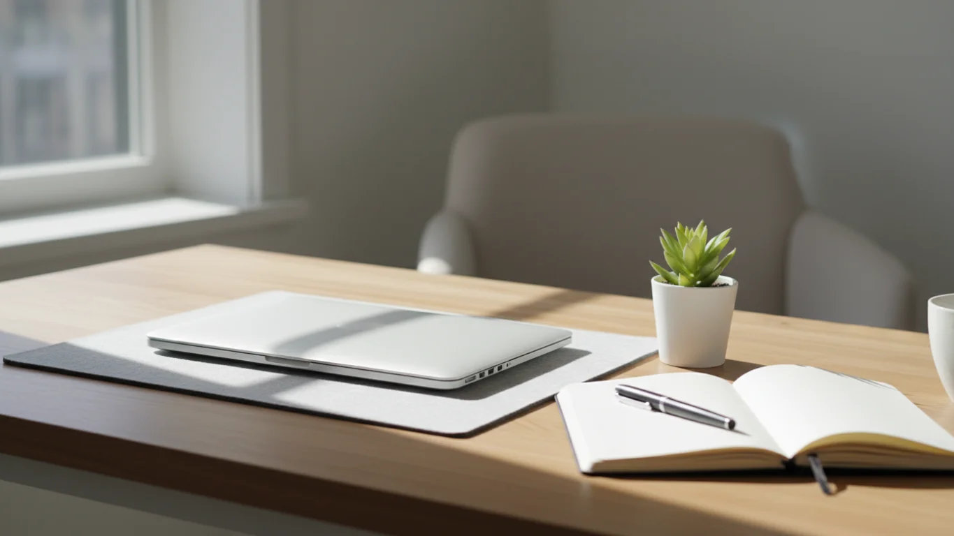 Ambiente Preparado para Produtividade Espaço de trabalho organizado e livre de distrações para facilitar o foco.