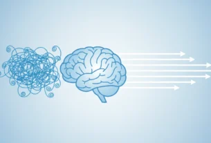 Ilustração minimalista representando a organização do caos mental em clareza e foco.