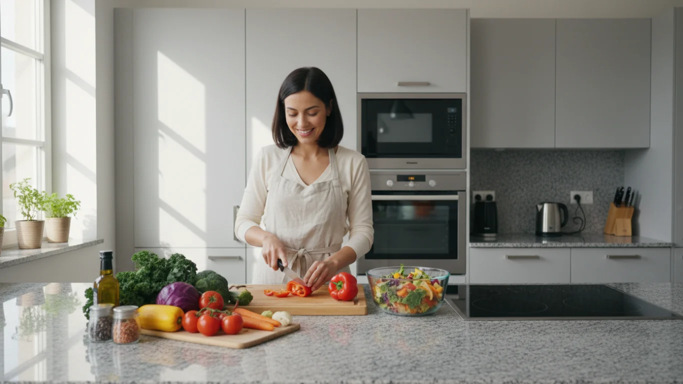 Pessoa escolhendo alimentos saudáveis com naturalidade
